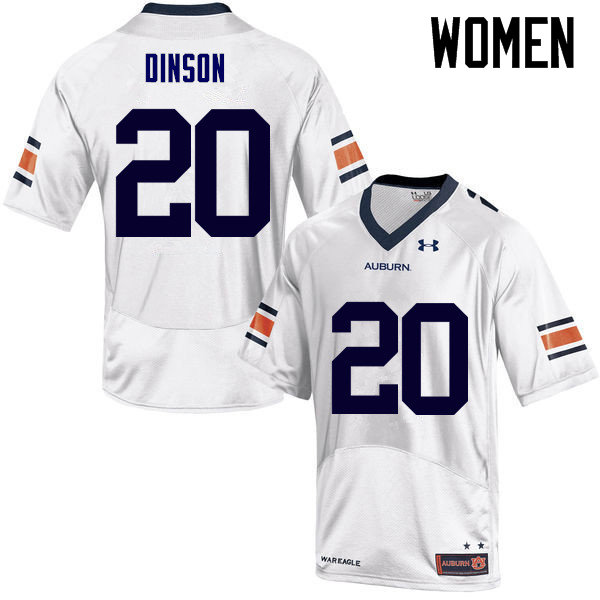 Auburn Tigers Women's Jeremiah Dinson #20 White Under Armour Stitched College NCAA Authentic Football Jersey APL0074UV